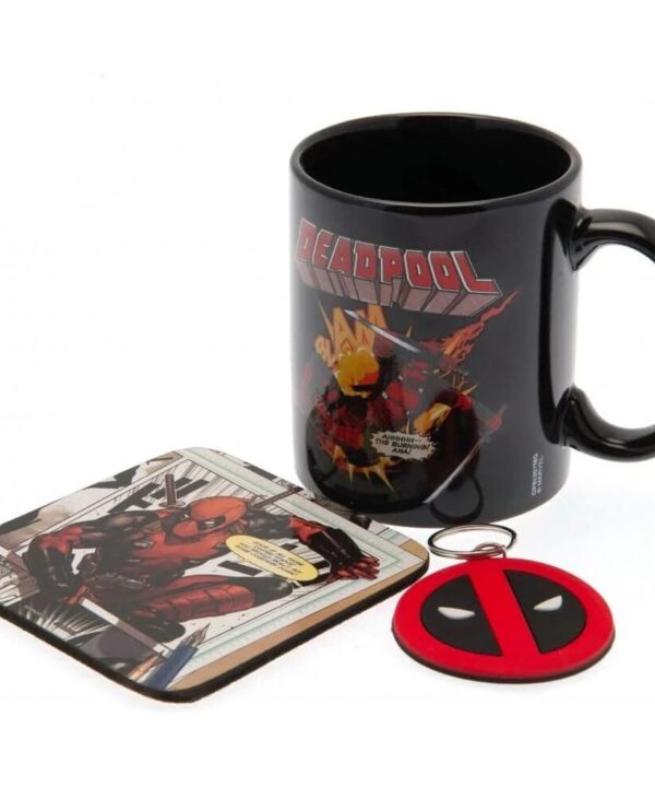 Taza + Llavero + Posavasos Deadpool Marvel - Imagen 1