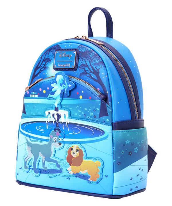 Mochila 70th Anniversary La Dama y el Vagabundo Disney Loungefly 26cm - Imagen 4