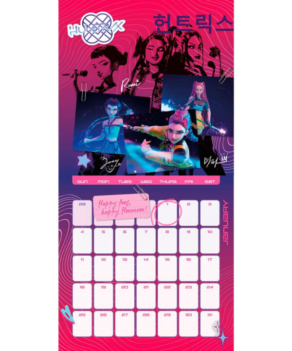 Calendario pared KPOP Demon Hunters 2026 - Imagen 1